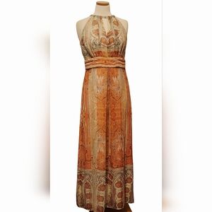 Emma & Michele Bohemian Sheer Paisley Floral Abstract Maxi Dress
